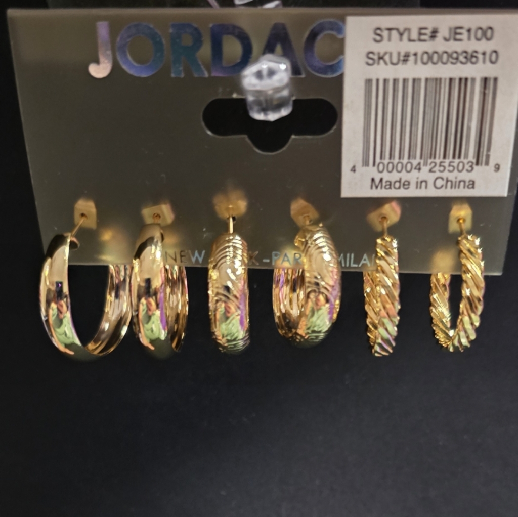#21 Jordache Gold Hoop Earrings Set